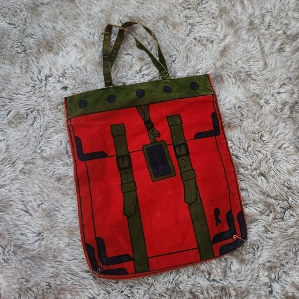 Roberta di Camerino‎ Vintage Velvet Trompe L'oeil Tote Bag Red, Green, and Blue
